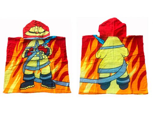 Toalla Poncho Infantil Bombero